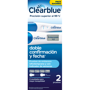 Clearblue Prueba de Embarazo Ultratemprana + Test de Embarazo con Indicador de Semanas (Pack 2 Uds)